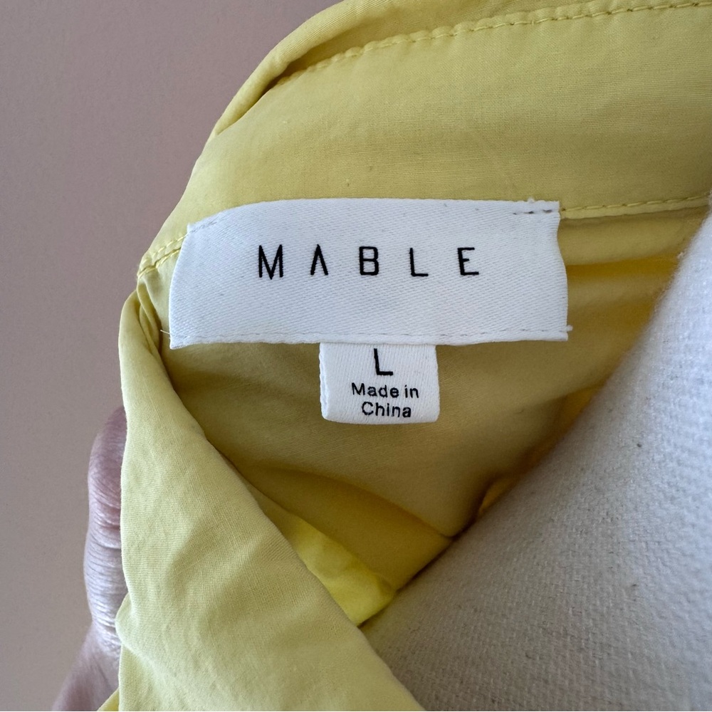 Mable Yellow Tiered Ruffle Midi Dress Shirtdress Button Front Size L - Picture 6 of 9